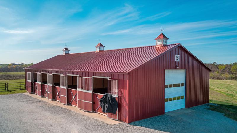 10-stall horse barn pictured on Almost Home’s website
