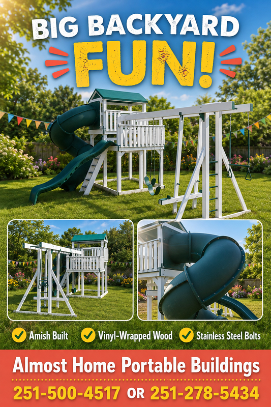 Amish-built backyard playgrounds pictured on Almost Home’s website